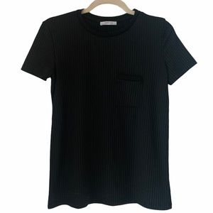 Zara Black Scoop Neck T-Shirt Small